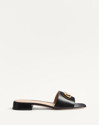 Valentino Garavani Vlogo Signature Slide Sandal In Calfskin 20Mm Woman BLACK 35.5