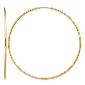 Diamond2Deal 14k Yellow Gold 1.20mm Round Hoop Earring 60 mm