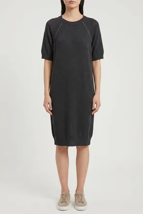 Brunello Cucinelli Black Relaxed Cotton Dress, Size X-Small