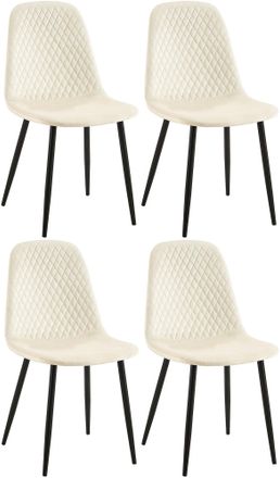 Clp Clp - Set De 4 Sillas De Comedor Giverny En Tela O Terciopelo Crema Terciopelo