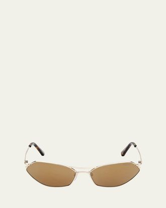 Pucci Geometric Metal & Acetate Rectangle Sunglasses