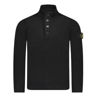 Stone Island Wappen Patch High Neck Half Button Knit Black 7915540A3-A0029