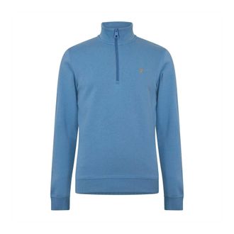Farah Heren Wilsdon Fleece Sweatshirt met Kwartrits (Blauw)