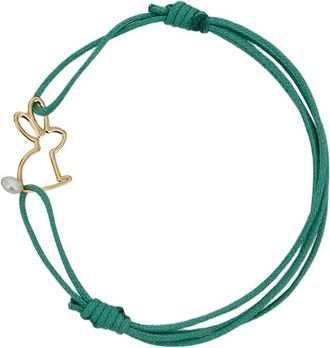 Aliita Green Conejito Perla 9K Gold Cotton Bracelet