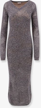 Brunello Cucinelli Vestito Flower Lace in maglia di mohair Sparkling e lana vergine - BRUNELLO CUCINELLI - gender_Woman