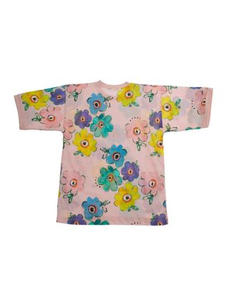 Marni Girls Round Neck Dress Floral Multicolour Cotton