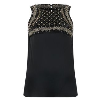 Alberta Ferretti Tops, Dames, Zwart, S, Mouwloze Top met Elegante Details