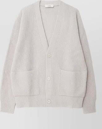 Lardini wool cashmere ribbed v-neck cardigan