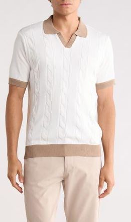 Tom Baine Johnny Collar Knit Polo Sweater in White at Nordstrom Rack, Size Xx-Large