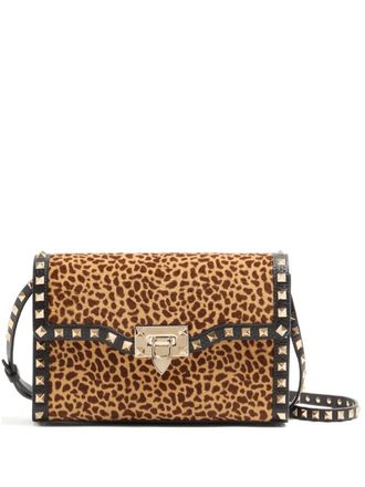 Valentino Garavani Kleine Rockstud schoudertas met dierenprint - Bruin