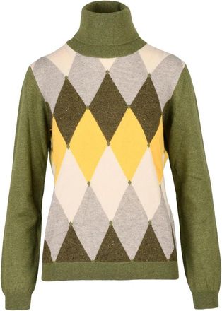 Ballantyne Turtleneck Sweater - Green/Beige