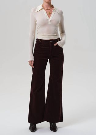 Citizens Of Humanity Kimberly Flare With Horsebit Corduroy Pants In Mahogany