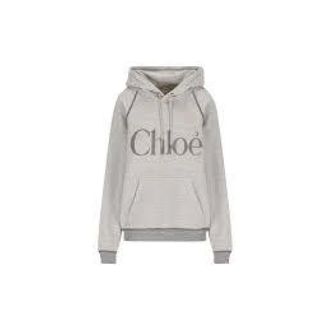 Chlo&eacute; Hoodies, female, Gray, L, Oversized Logo Hoodie