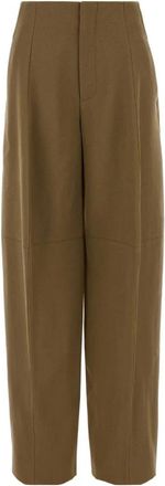 Victoria Beckham Sculpturale Broekspijp - Dames - Wijde Broeken - Bruin - XS - Wol - Broeken