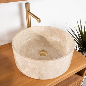 Wanda Collection Lavabo de m&aacute;rmol cuarto de ba&ntilde;o ulysse 40 cm crema