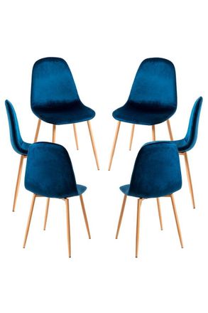 Regalos Miguel Regalos Miguel - Packs Sillas Comedor - Pack 6 Sillas Teok Terciopelo - Azul Medio