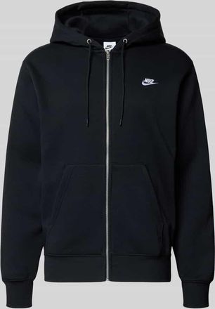 Nike Sweatjacke mit Label-Stitching und K&auml;nguru-Tasche in Black, Gr&ouml;&szlig;e XXL