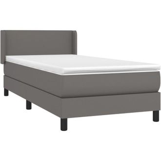 vidaXL Vidaxl - Cama Box Spring Con Colch&oacute;n Cuero Sint&eacute;tico Gris 90x200 Cm