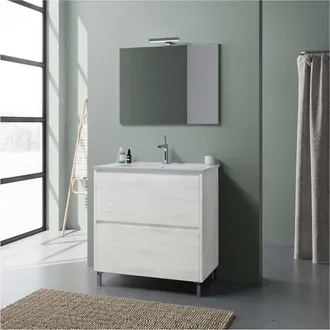 OEM Mobile Bagno Lisbona Cm. 80 Rovere Bianco