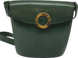 Celine Clasp Green Leather Shoulder Bag (Pre-Owned)
