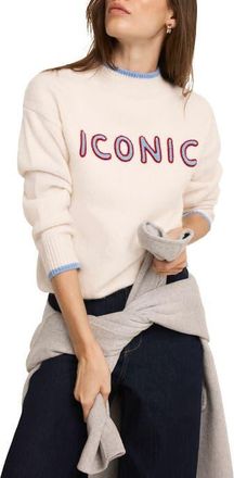 Mint Velvet Iconic Embroidered Knit Sweater in Cream at Nordstrom, Size X-Small