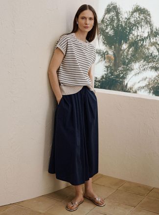 Contemporaine Womens Pleated-waist poplin maxi skirt