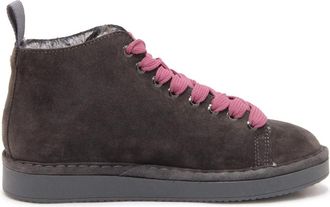 Panchic Eco-Fur Enkellaarsjes Antraciet-Bruinroze - Dames - Sneakers - Grijs - 37 EU - Su&egrave;de - Schoenen