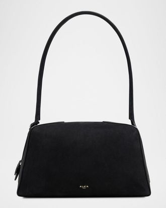 Alaia Le Bouledogue Bowling Shoulder Bag in Nubuck Leather