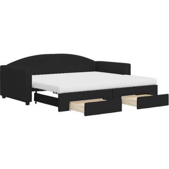 vidaXL Vidaxl - Sof&aacute; Cama Nido Con Cajones Tela Negro 90x190 Cm