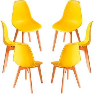 Regalos Miguel Packs Sillas Comedor - Pack 6 Sillas Kelen - Amarillo