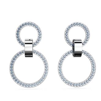 Swarovski Oorbellen Blauw Gerhodineerd - Dames - Oorbellen - Grijs - ONE Size - Accessoires