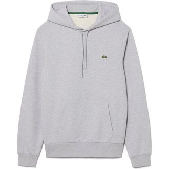 Lacoste Lightweight Cotton Fleece Pullover Hoodie in Silver Chine at Nordstrom, Size 7
