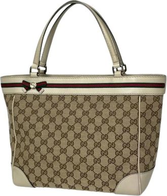 Gucci Pre-owned Vintage Tote Bag - Dames - Vintage Shopper - Beige - ONE Size - Leer - Vintage