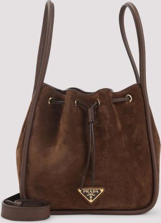 Prada Brown Logo Bucket Bag