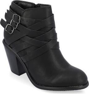 Journee Collection Strappy Ankle Bootie in Black at Nordstrom Rack, Size 8.5