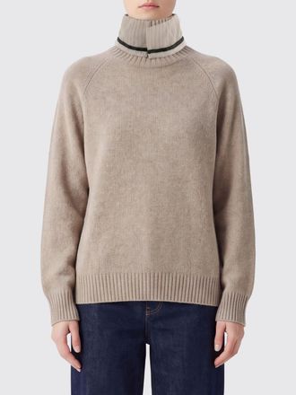 Brunello Cucinelli Dolcevita in puro cashmere con monile e spalle cadute