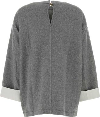 Carven Contrast-Cuff Sweater - Gray