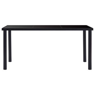 Berkfield Home Dining Table Black 160x80x75 cm Tempered Glass | Size: 160 x 80 x 75 cm