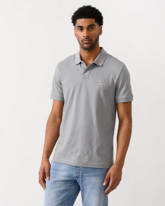 Boss Orange by Hugo Boss Mens Passenger Slim-Fit Polo Shirt in Grey Cotton - Size X-Large
