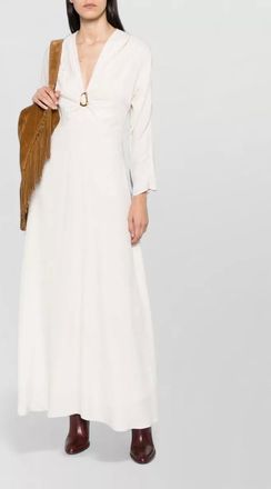 Forte_Forte silk blend v-neck long-sleeve gathered maxi dress