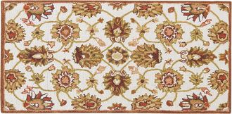 Beliani Alfombra De Lana Beige Claro/marr&oacute;n/verde Oliva 80 X 150 Cm Pelo Largo Ezine