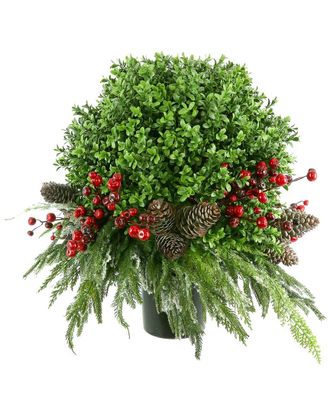 Creative Displays Inc. Holiday Boxwood Drop-In With Snowy Pine & Berries
