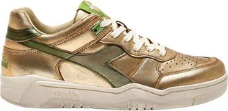 Diadora Gouden Gelamineerd Leren Sneaker - Dames - Sneakers - Geel - 37 EU - Leer - Schoenen
