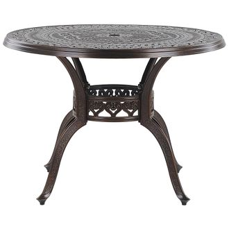 Beliani Beliani - Mesa De Jard&iacute;n De Aluminio Marr&oacute;n Redonda &Oslash; 102 Cm Estilo Retro Salento