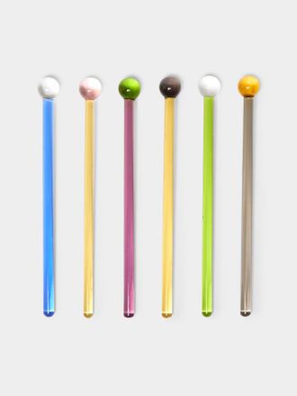 Yali Glass Set of 6 Classic Hand-Blown Murano Glass Cocktail Stirrers