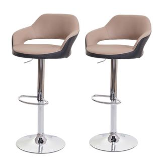 Hhg D&eacute;coshop26 - Juego De 2 Taburetes De Bar Con Sillas De Mostrador En Sint&eacute;tico Color Topo Y Negro 040000141