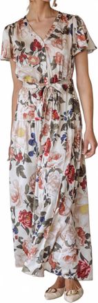 Skies Are Blue Clothing Button Front Tiered Maxi Dress In Floral Print