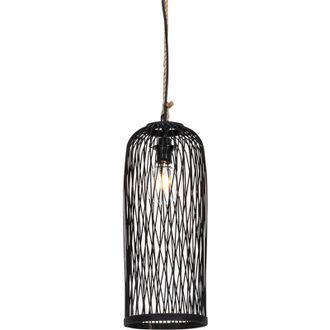QAZQA Rustic Outdoor Pendant Light Black Rattan 25 cm - Calamus