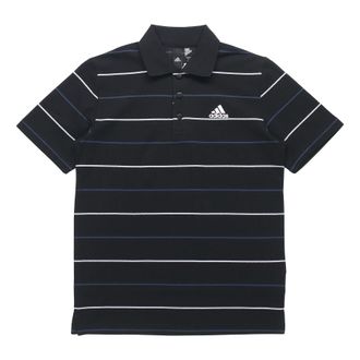 adidas Fi Polo Yarndye Striped Sports Short-sleeved Polo Shirt Mens Black GP1009