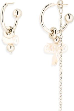 Justine Clenquet Sunny Mismatched Hoop Drop Earrings in Palladium at Nordstrom